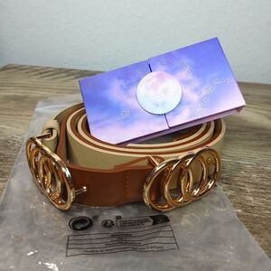 Lunar beauty Luna Lashes & two leather belts woman skinny waist belt metal solid